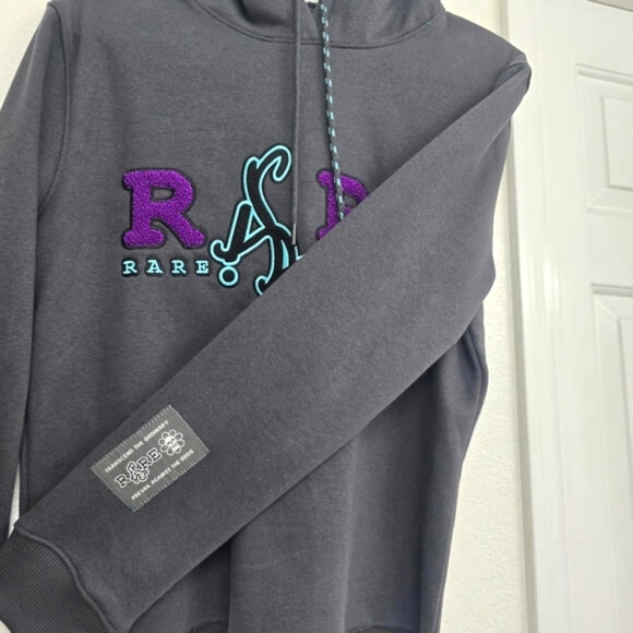 Rare Legacy Women's Crop-top Sweatsuit Hoodie Embroidery Logo Gray Purple Size M - Picture 3 of 9